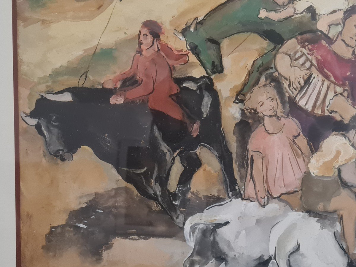 Eliane Petit De La Villéon (1910-1969) - The Carousel, Mixed Media-photo-4