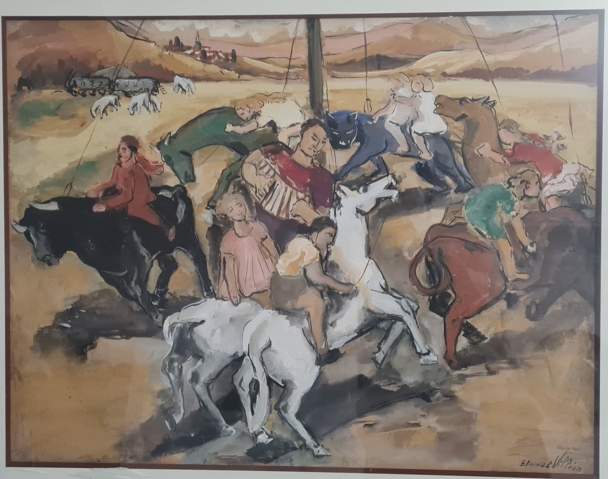 Eliane Petit De La Villéon (1910-1969) - The Carousel, Mixed Media