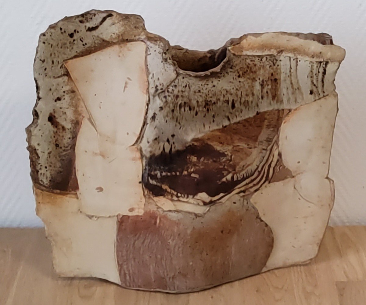 François Guéneau - Grand Vase Sculptural En Grès émaillé. Vers 1970-80-photo-2