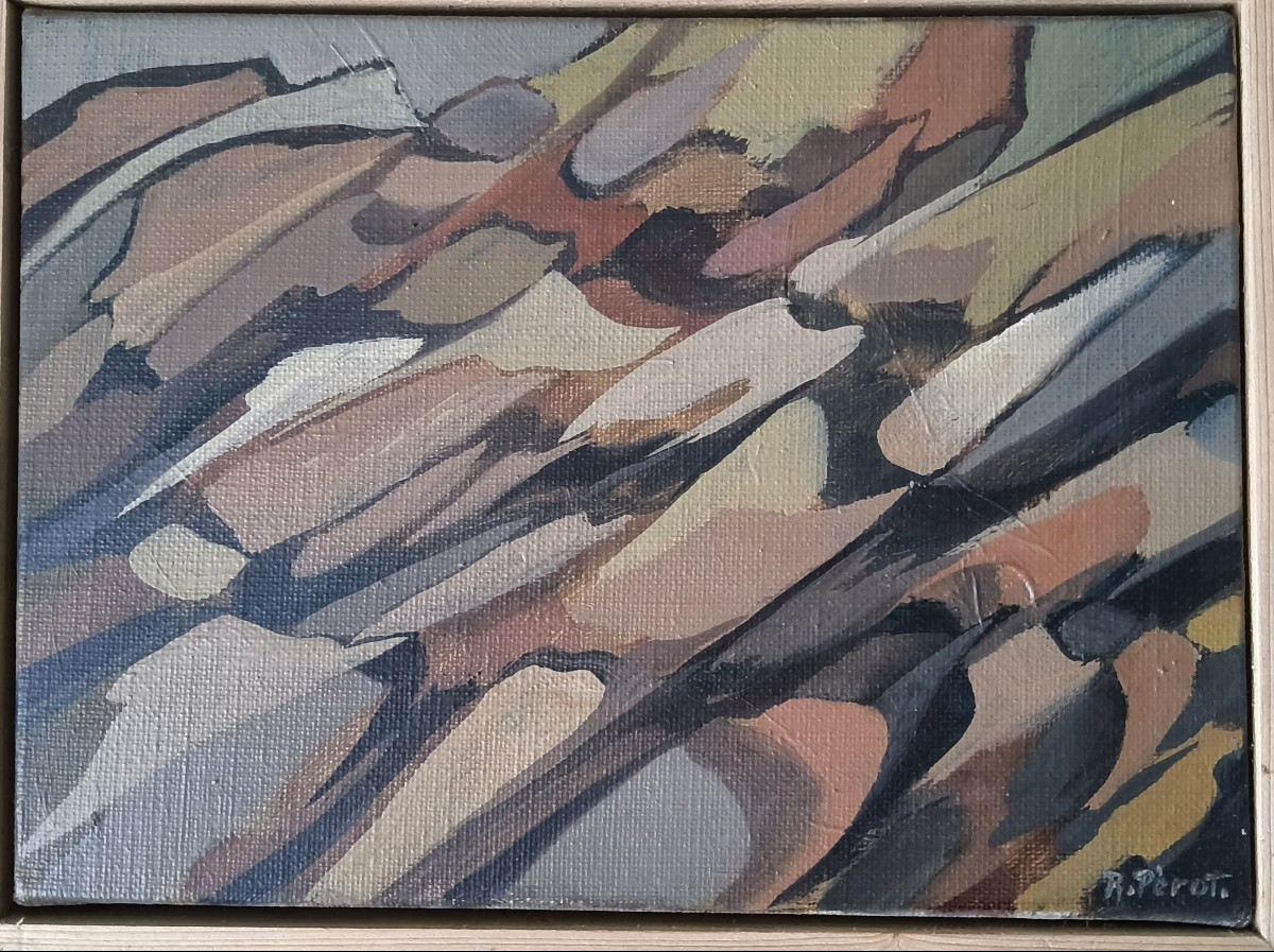 Tableau Toile Abstrait Bouledogue Français - Format A1 (81,3 X 61 Cm) - Encres Epson Résistantes