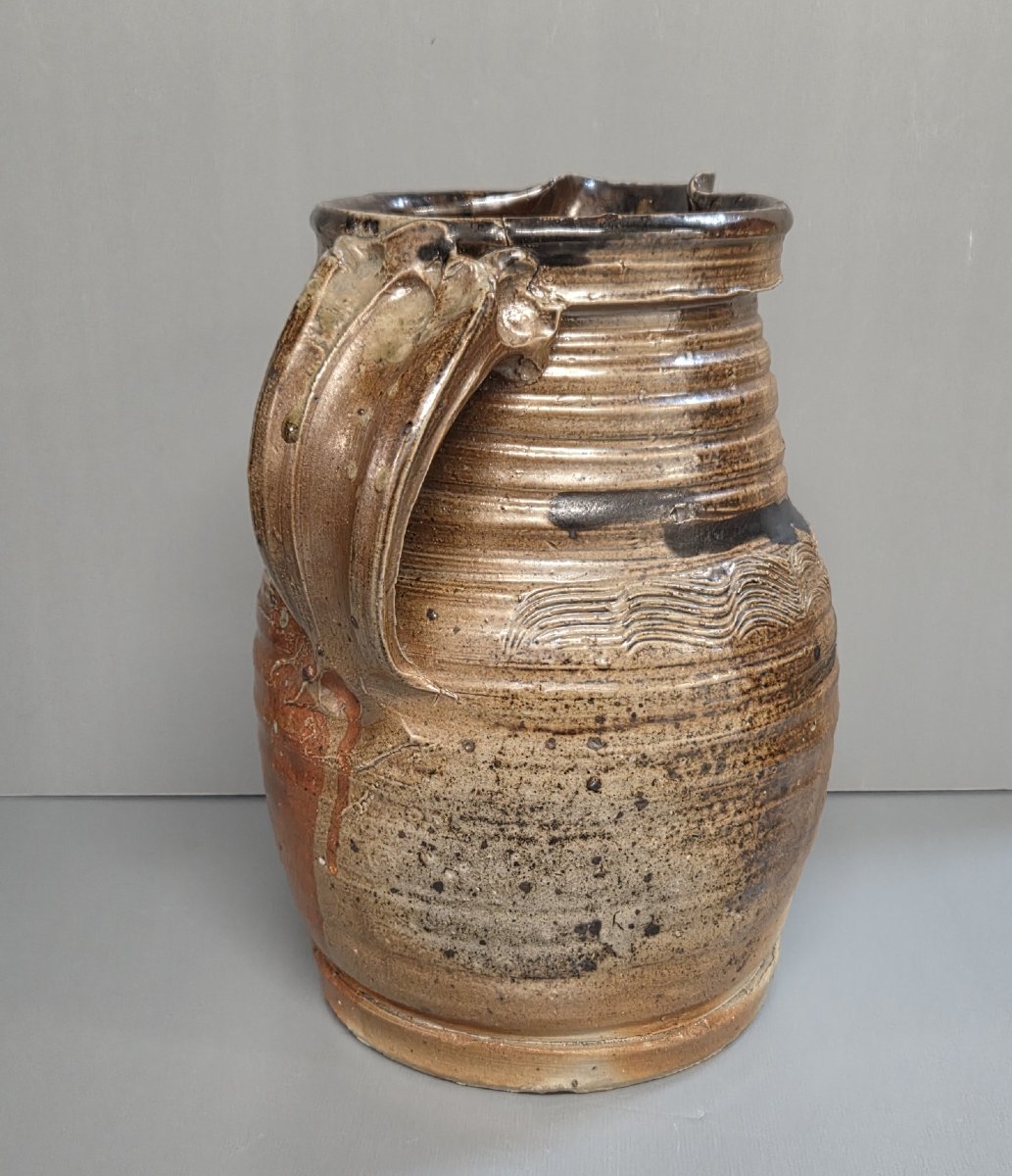 Michel Gardelle - Grand pichet en grès cuisson bois. Années 70-photo-2