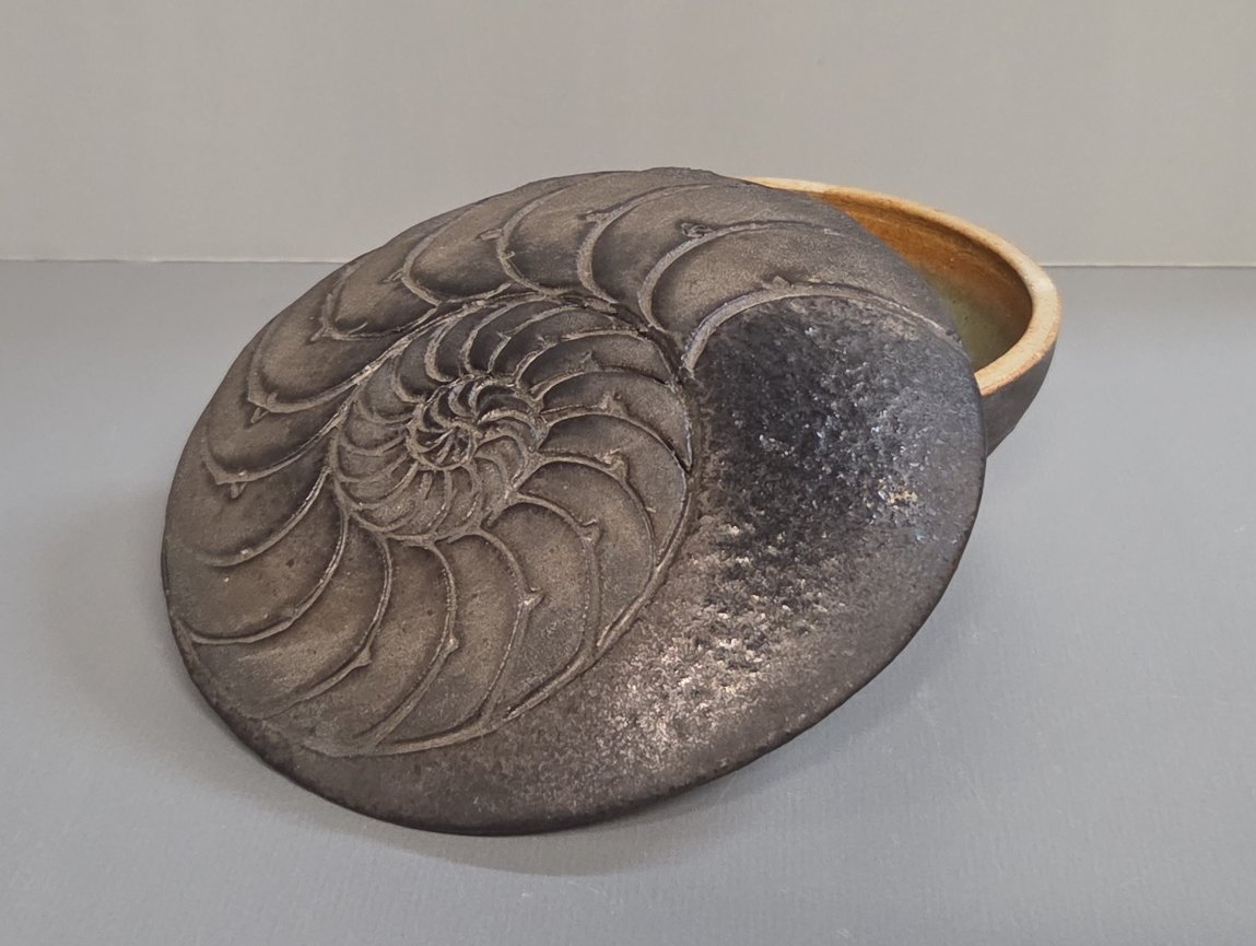 Jean-Pierre Bonardot - Boîte "ammonite" en grès émaillé noir-photo-3
