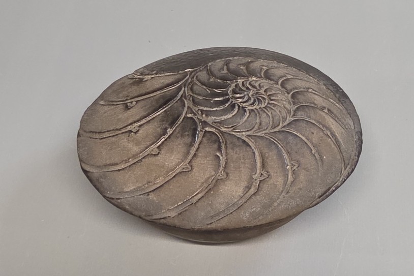 Jean-Pierre Bonardot - Boîte "ammonite" en grès émaillé noir