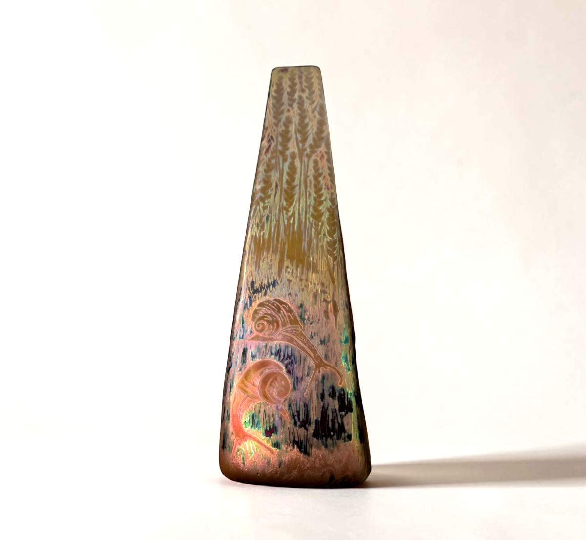 Clément Massier - Large Iridescent Ceramic Snail Vase