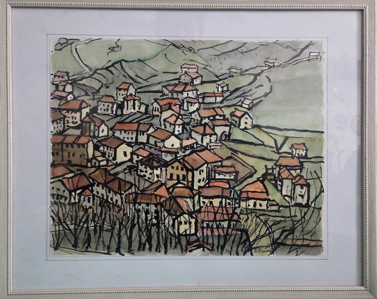 Roger Bravard (1923-2015) - Espelette, Bamboo And Watercolors-photo-2