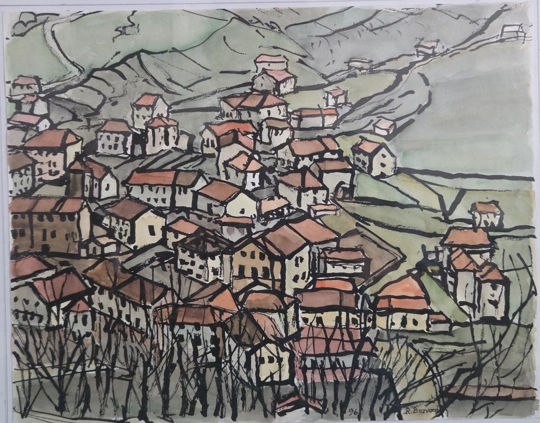 Roger Bravard (1923-2015) - Espelette, Bamboo And Watercolors