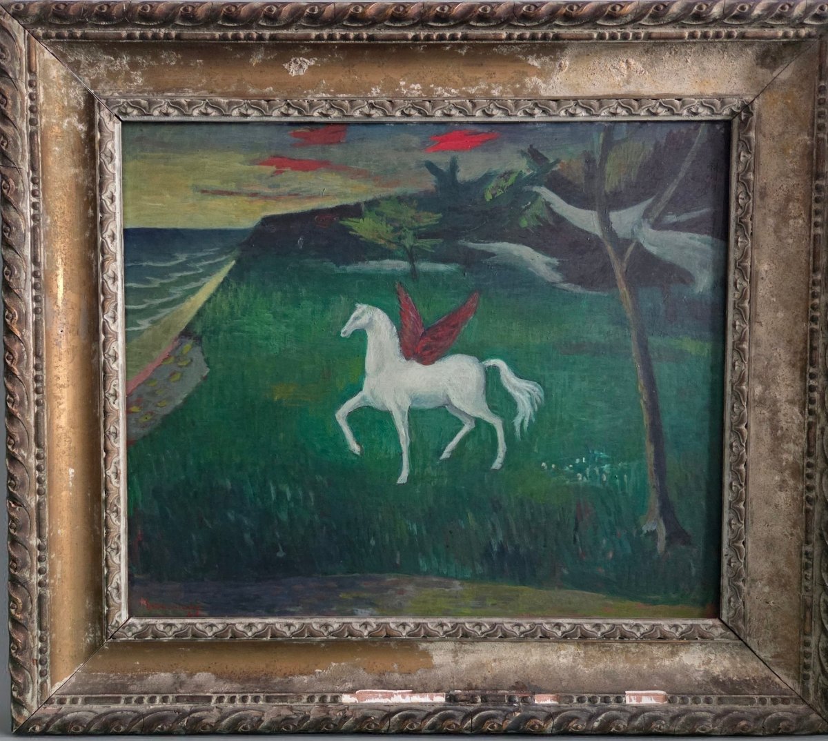 Charles Betremieux (1919–1997) - Pegasus, Oil On Panel-photo-2