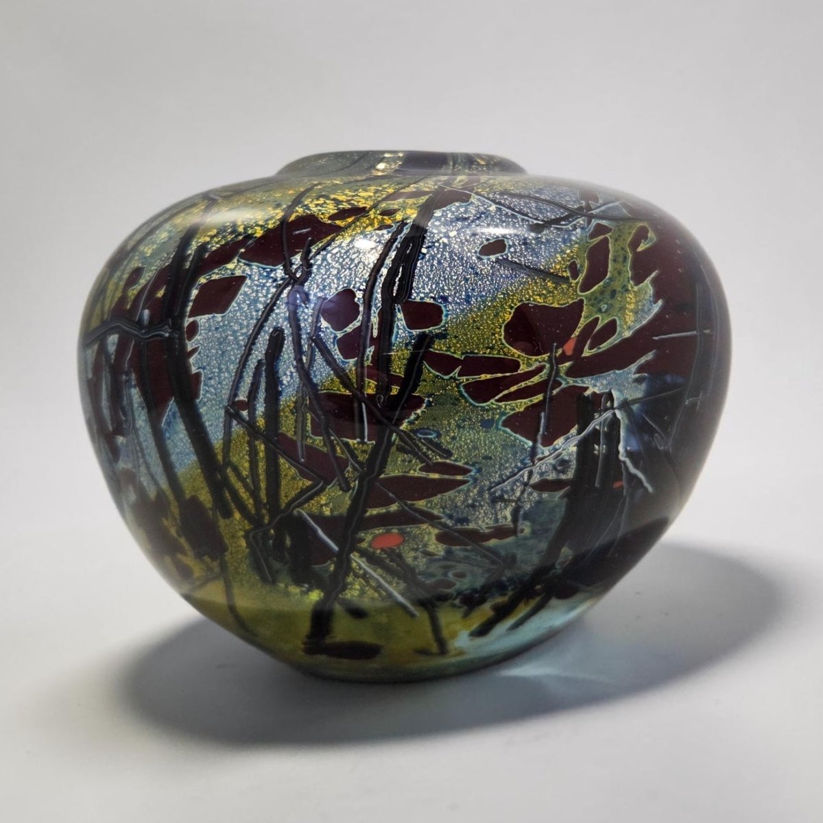 François Le Lonquer - Vase en verre soufflé à décor abstrait