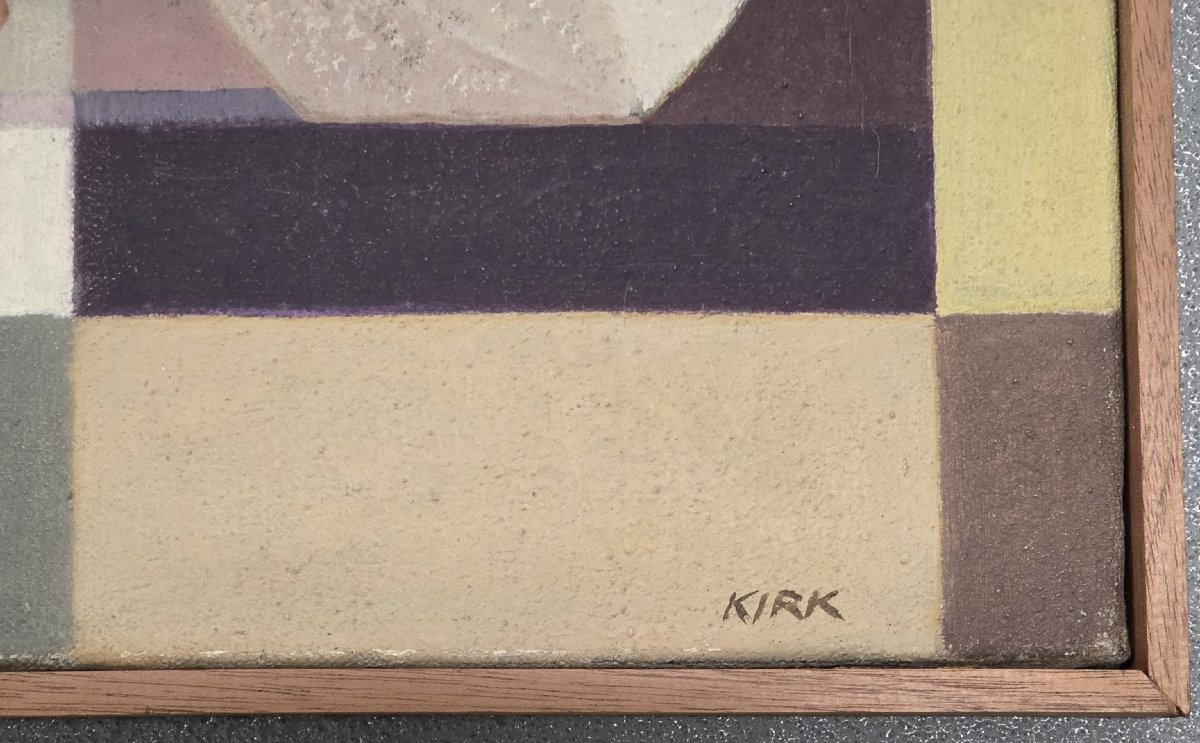 Frank Kirk - Huile sur toile, nature morte cubisante-photo-4