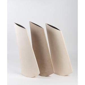 Val Barry - 3 Large Flat Ceramic Vases