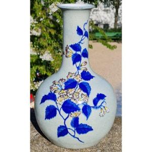 Théodore Deck - Vase En Céramique à Décor Végétal