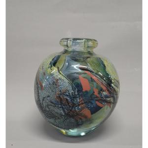 François Le Lonquer - Blown Glass Vase. Circa 1980