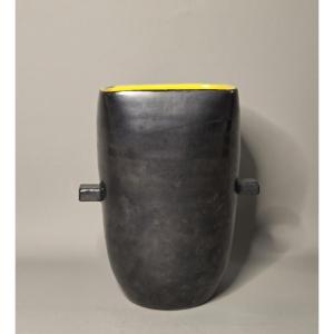 Jean Garillon - Black And Bright Yellow Ceramic Vase