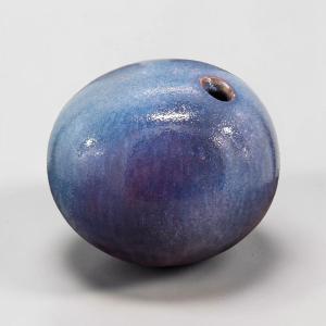 Edouard Chapallaz - Vase en grès à ouverture décentré émaillé bleu nuancé