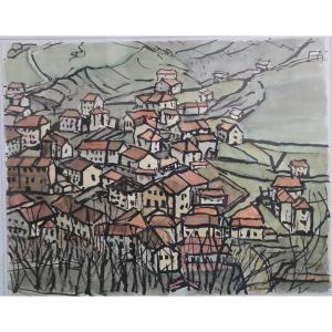 Roger Bravard (1923-2015) - Espelette, Bamboo And Watercolors