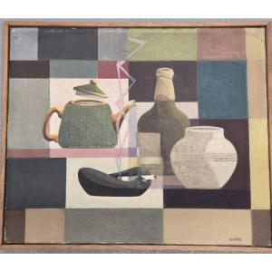 Frank Kirk - Oil On Canvas, Cubist Still Life