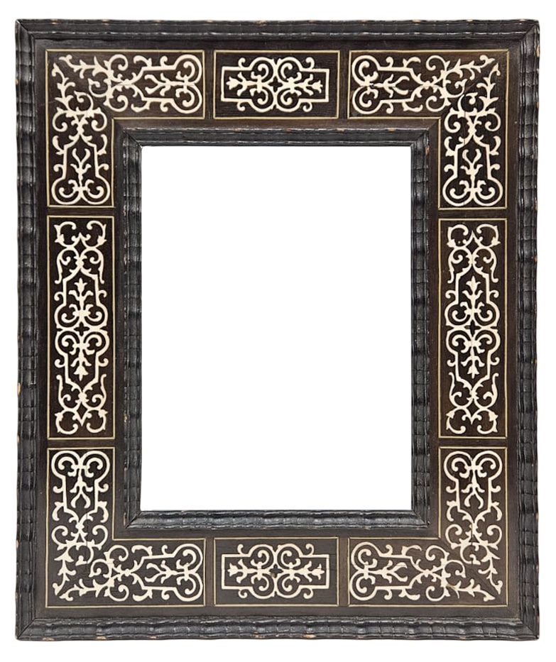 Blackened Wood Frame With Marquetry — 23.7 X 18 Cm — Ref.3073 (pair 3072) 