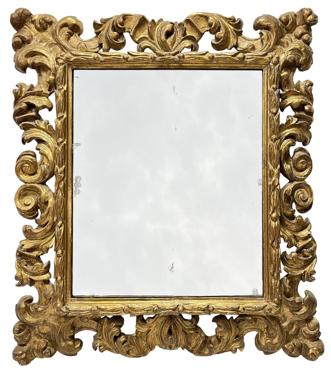 17th-century Italian Baroque Frame And Mercury Glass — 59.3 X 50.7 Cm — Ref. Pc0075m1