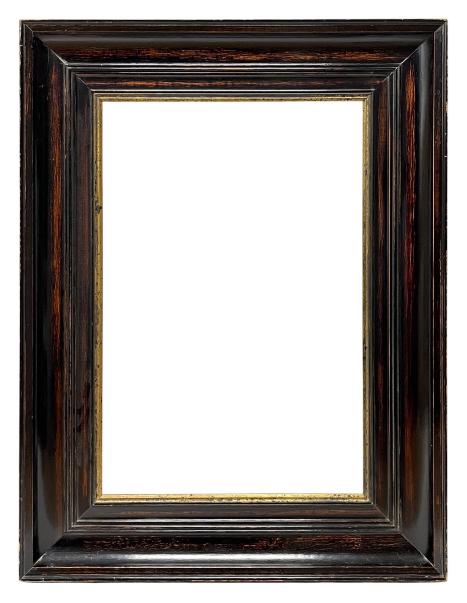 19th-century Lacquered Wood Frame With Gilt Front View — 54.3 X 36.4 Cm — Ref. Pc0077m1