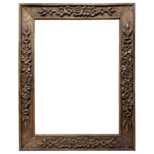 Cadre en bois sculpté de fleurs en semis — 75 x 55.4 cm — Ref. 2450