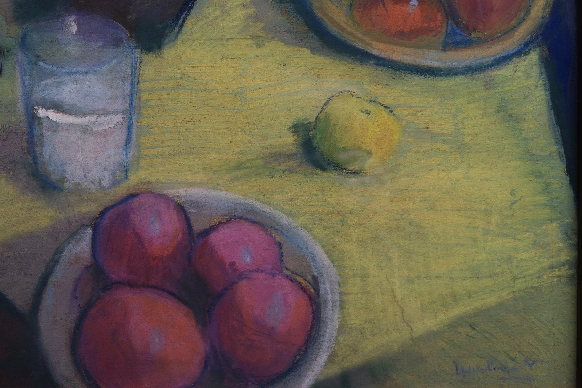 Still Life With Pitcher - Lyon School - Jean Perret - 20th Century - Pastel And Gouache --photo-3