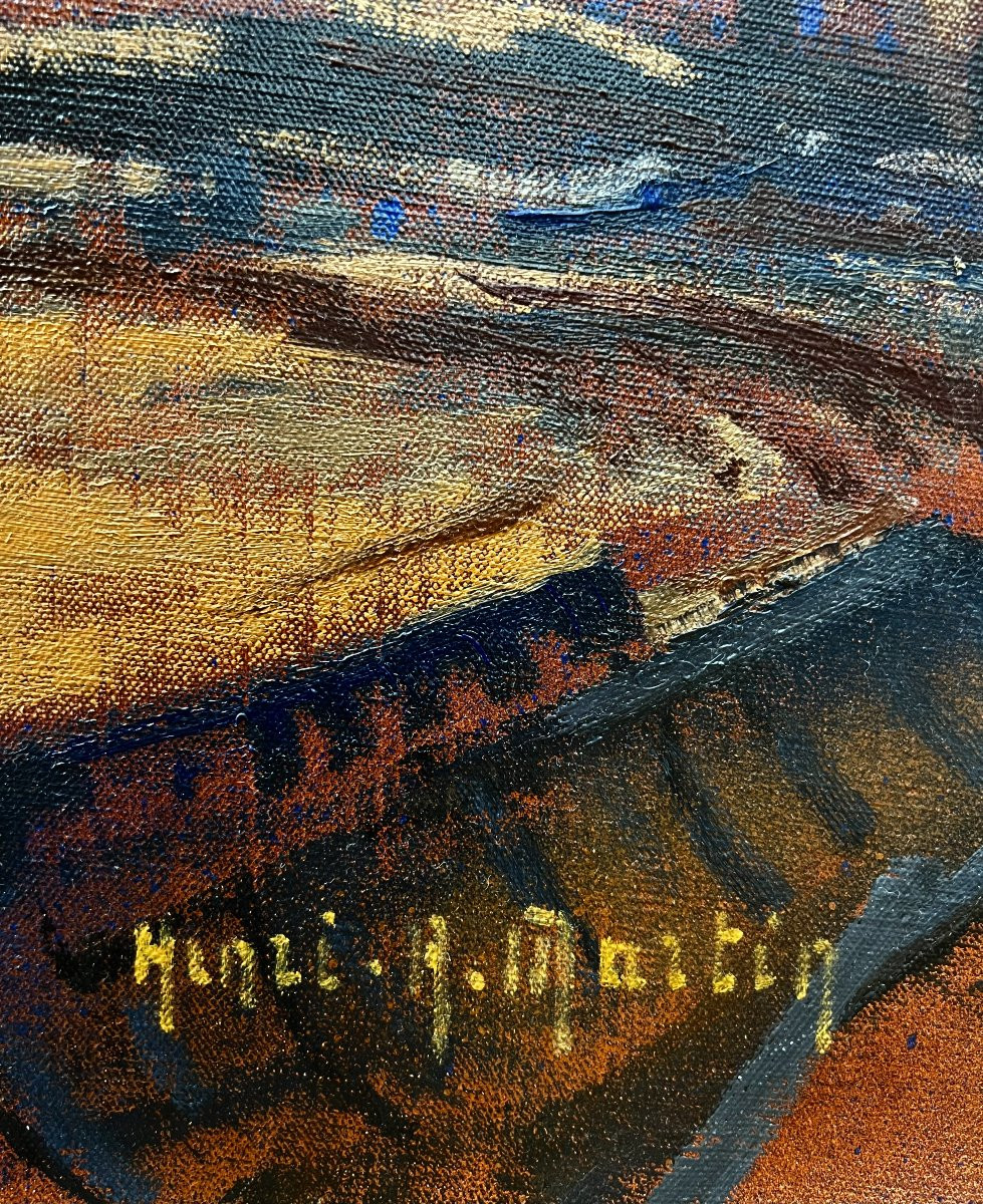 Boats In Dry Dock, Trouville 1968. Oil On Canvas. Henri André Martin -photo-4