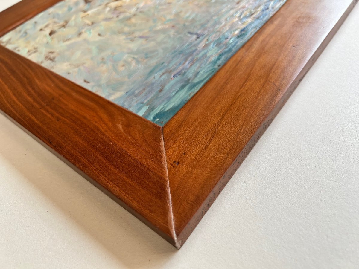 Pleine mer plein soleil.  Georges Ricard-Cordingley (1873-1939). Huile sur panneau.-photo-4