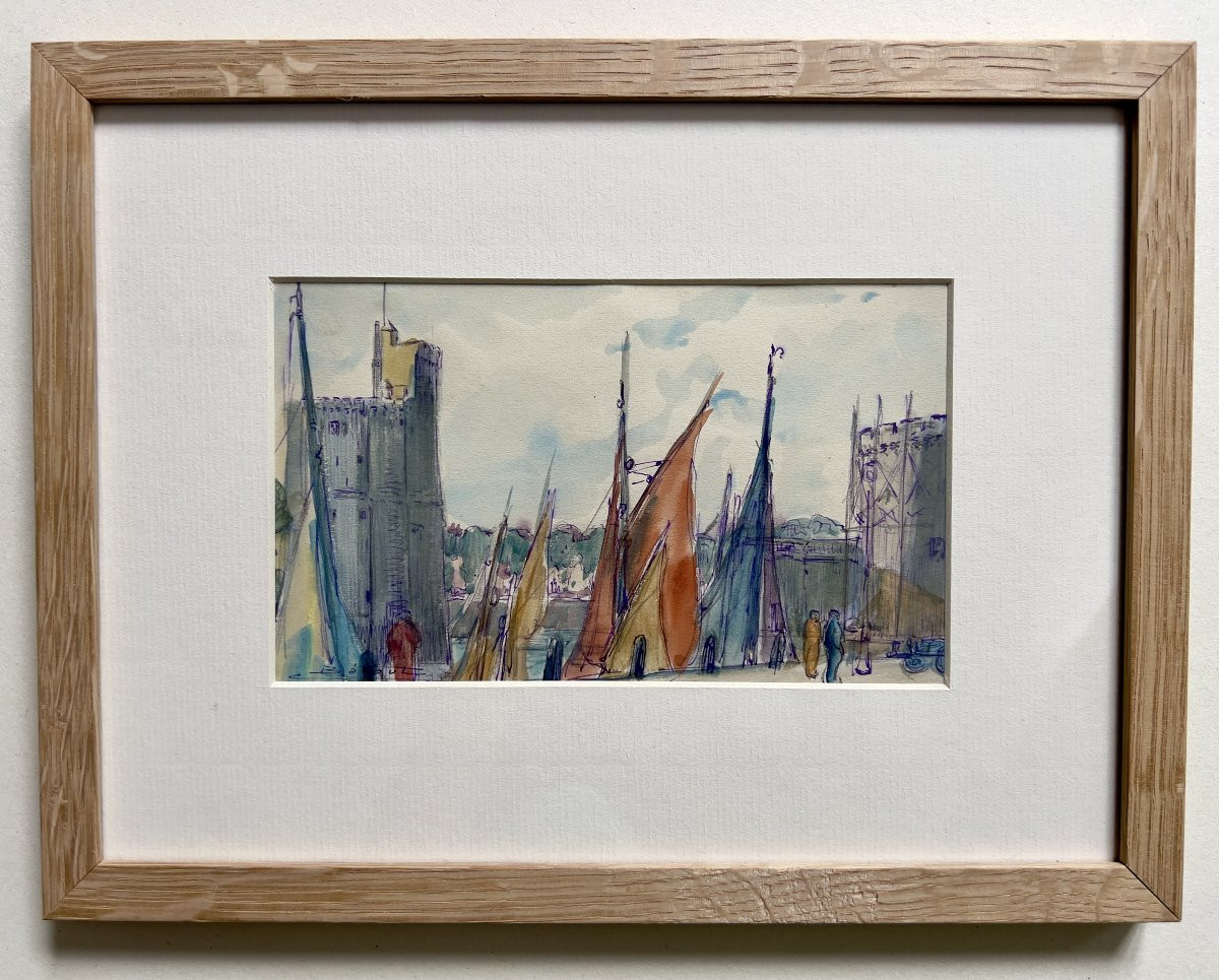 Dessin - La Rochelle le port circa 30 - Charles BETOUT-photo-2