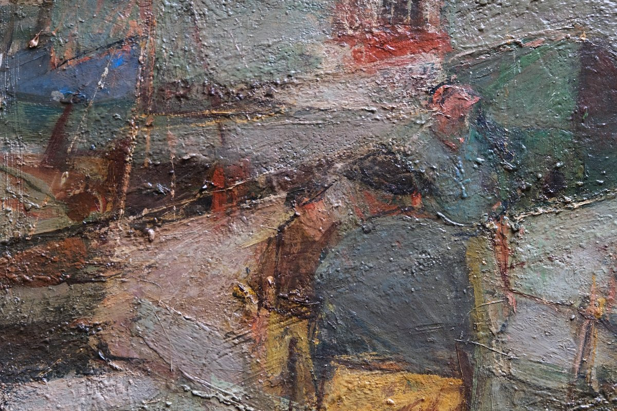 Retour de pêche - Huile sur toile - Jean Claude CHESNAY XXème-photo-4