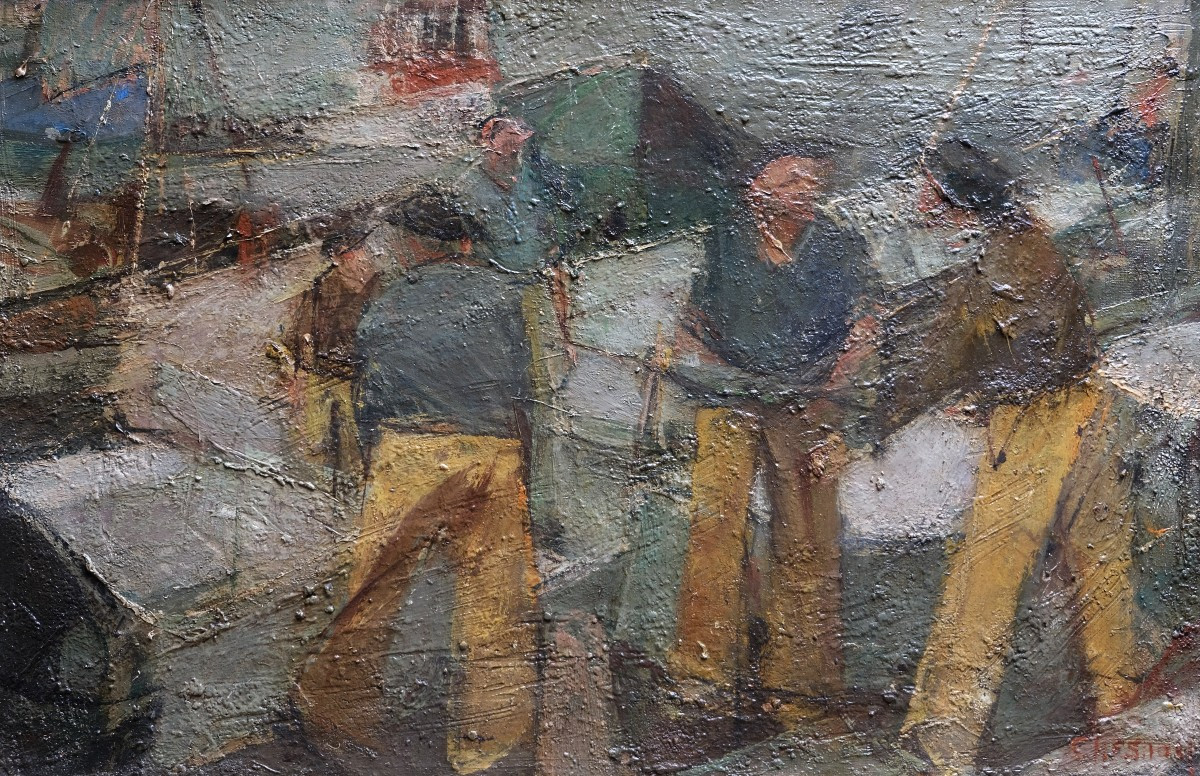 Retour de pêche - Huile sur toile - Jean Claude CHESNAY XXème