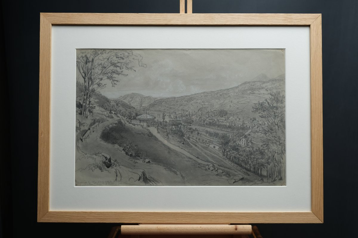 Drawing By Felix Benoist - 19th Century - Landscape Of Auvergne - Mont Dore-photo-2
