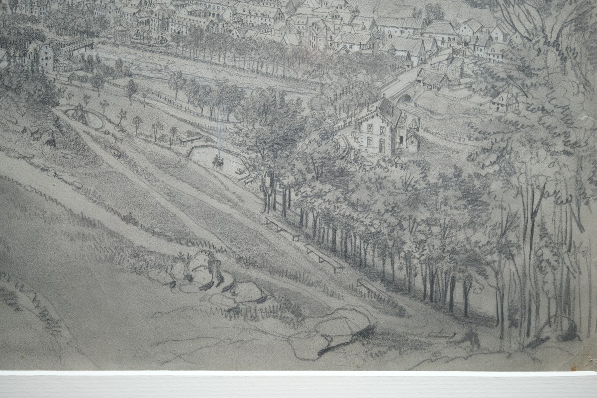 Drawing By Felix Benoist - 19th Century - Landscape Of Auvergne - Mont Dore-photo-1