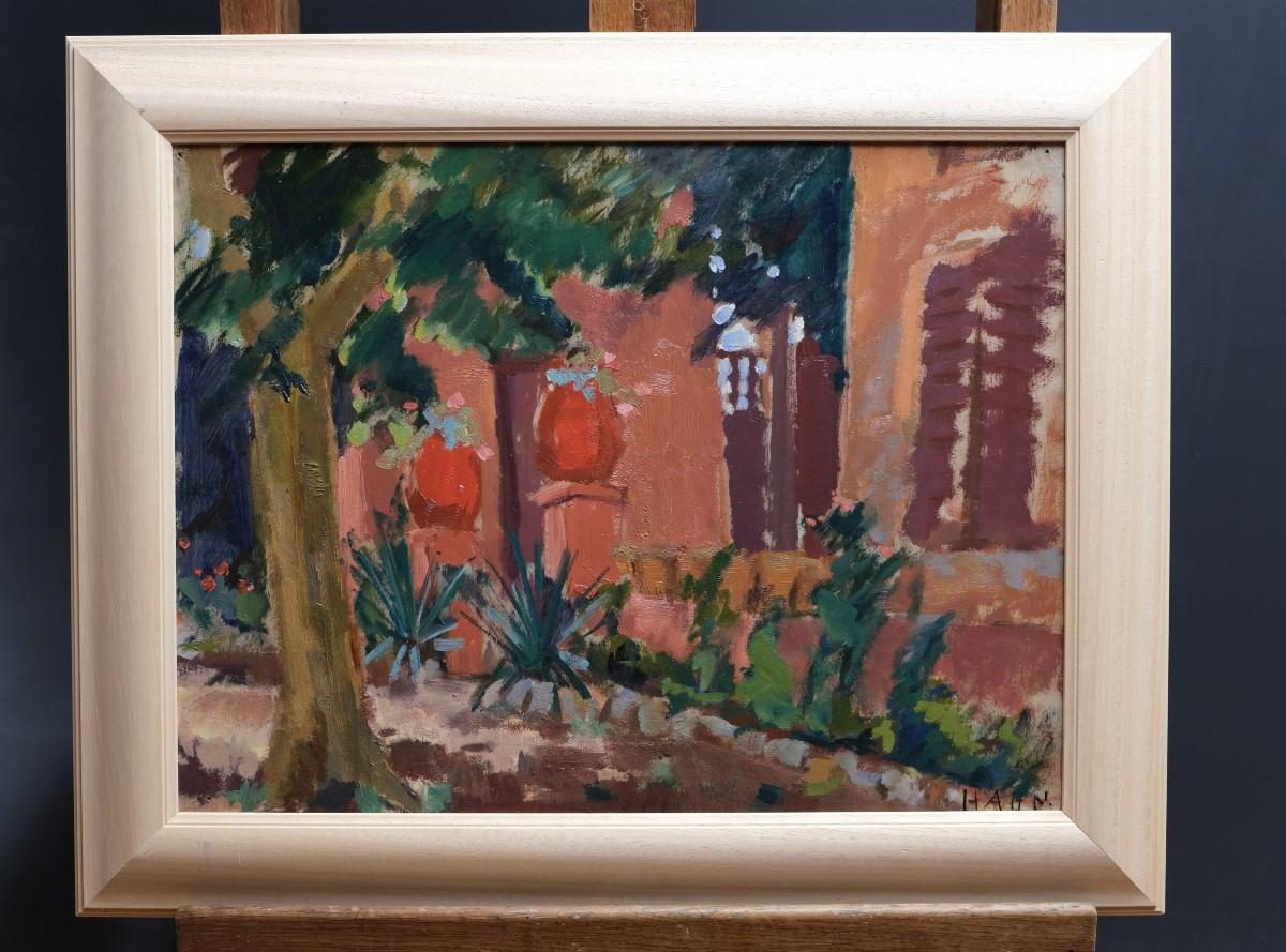 Farmhouse In Provence - Oil On Cardboard - Elisabeth Hahn - Modern Art