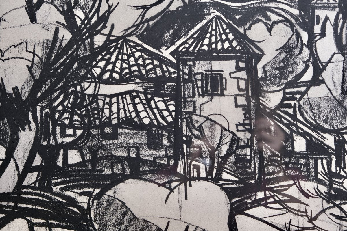 Dessin au fusain – Pierre St Sorny – Mas provençal à Saint-Paul-de-Vence-photo-3