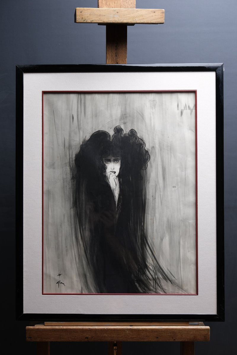 Ink Drawing Signed René Gruau - 20th Century.-photo-2