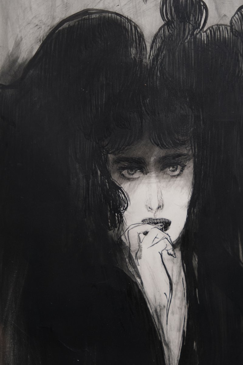 Ink Drawing Signed René Gruau - 20th Century.-photo-3