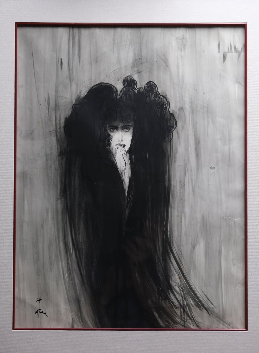 Ink Drawing Signed René Gruau - 20th Century.-photo-3