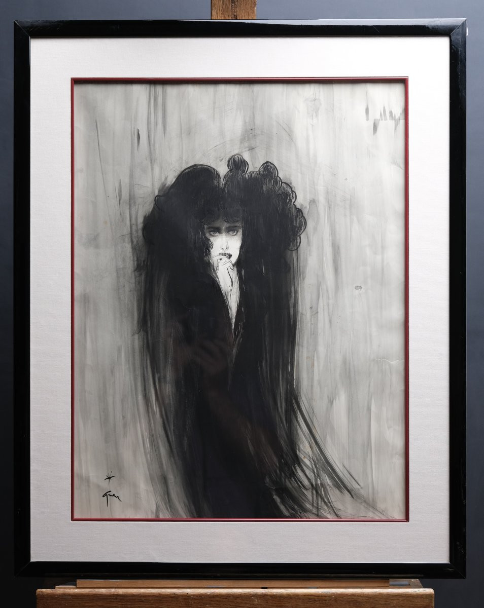 Ink Drawing Signed René Gruau - 20th Century.-photo-5