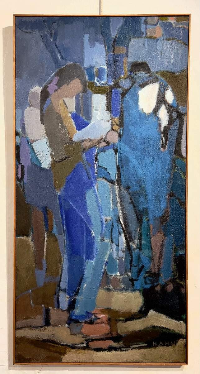 Woman In Blue - Oil On Canvas - Modern Art - 1950s/60s-photo-2