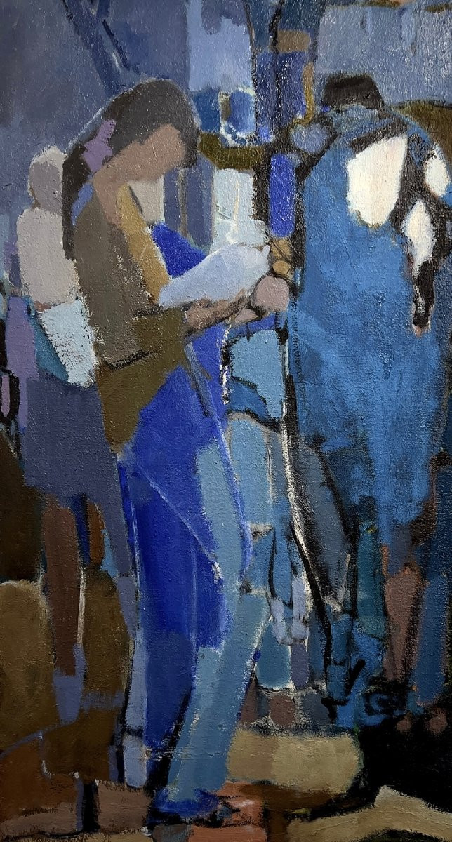 Woman In Blue - Oil On Canvas - Modern Art - 1950s/60s-photo-3