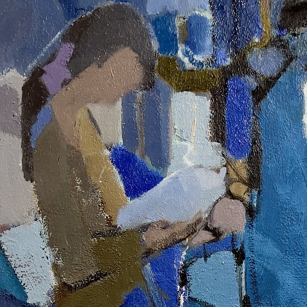 Woman In Blue - Oil On Canvas - Modern Art - 1950s/60s-photo-4