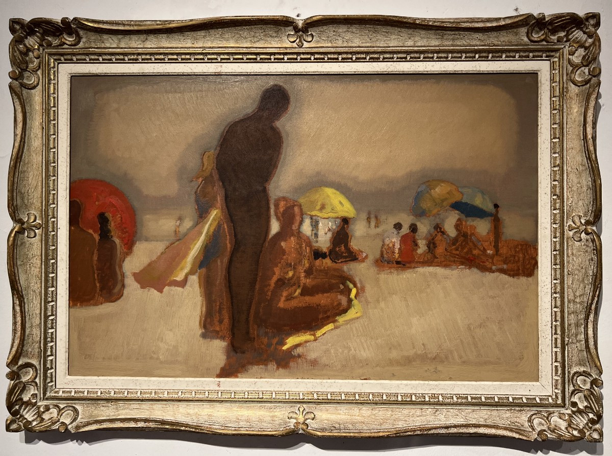 LA PLAGE - HUILE SUR TOILE - HENRI-ANDRE-MARTIN-XXème