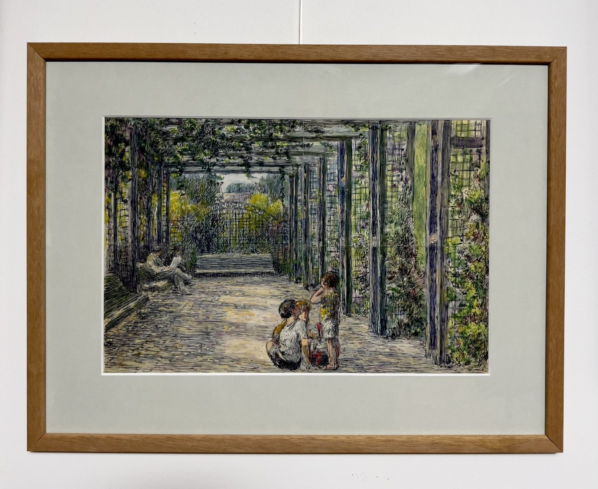 La pergola du square - dessin - Charles BETOUT - Début XXème-photo-2