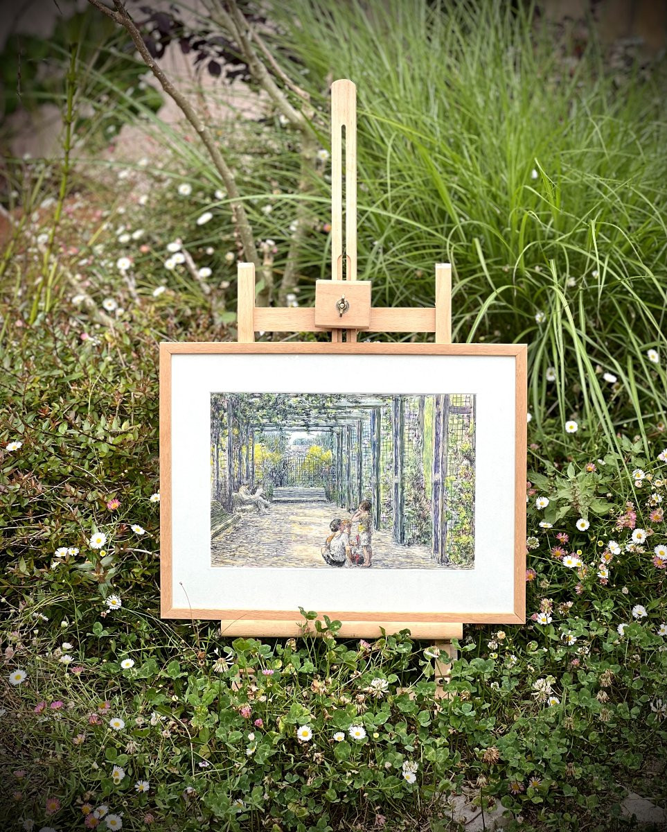 La pergola du square - dessin - Charles BETOUT - Début XXème-photo-3