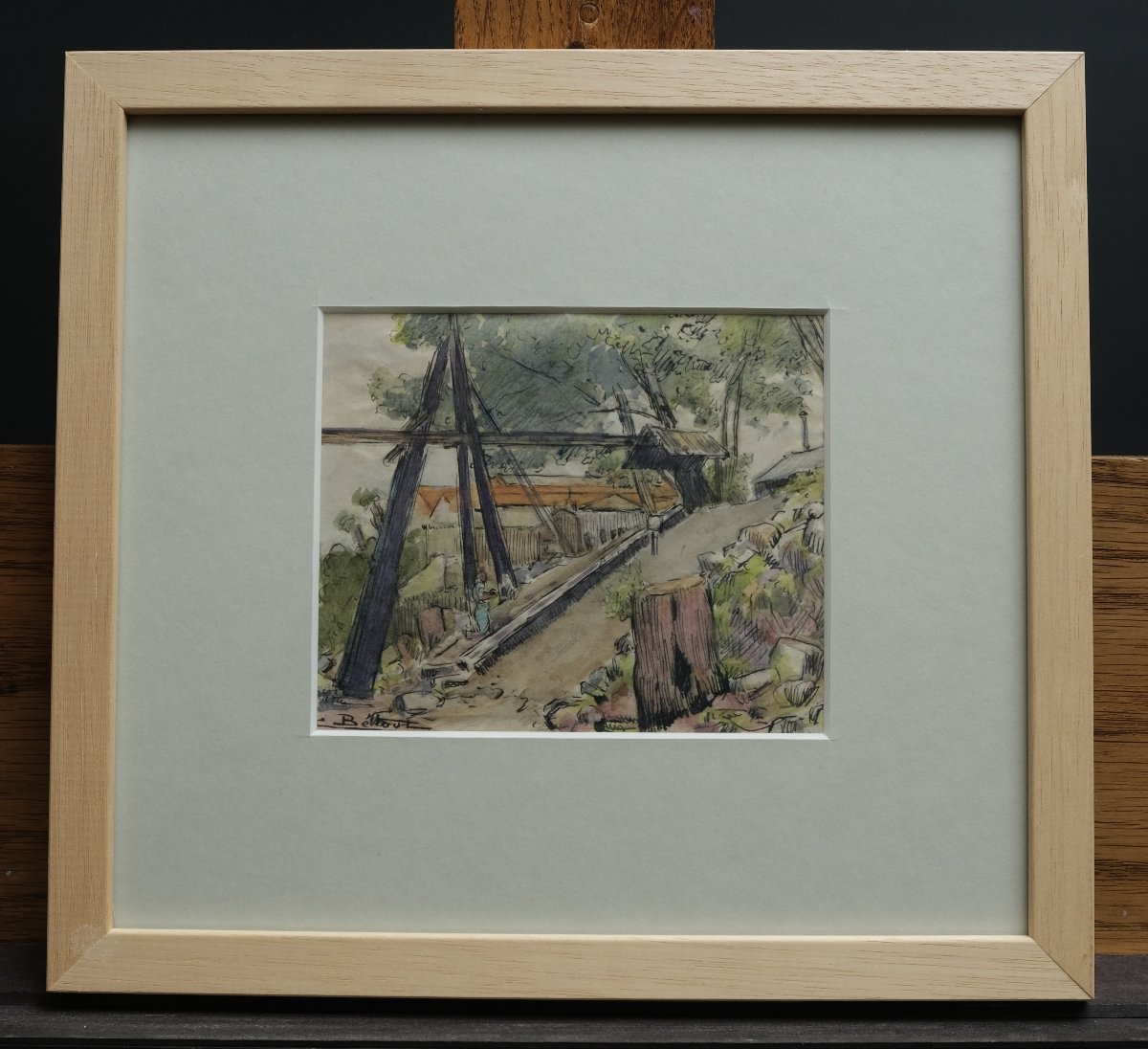 Dessin - Charles BETOUT - La Jatte, chantier de la maison  "Sophia" 1941.-photo-2