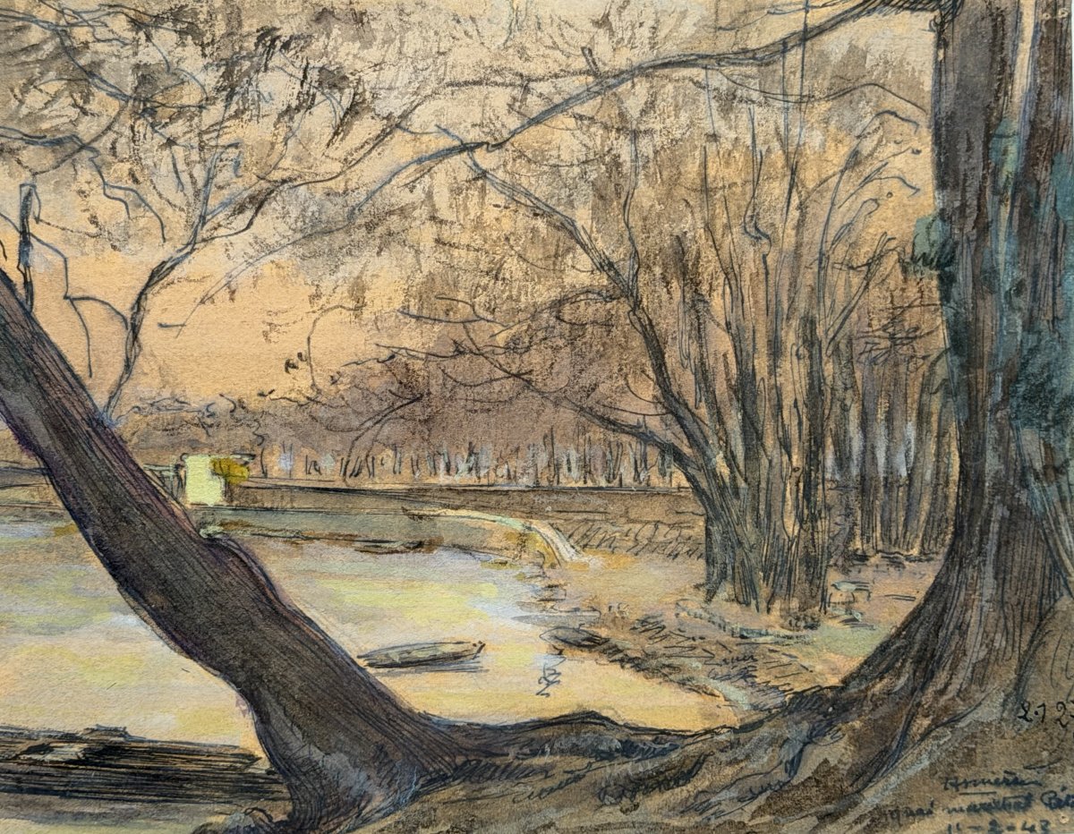 Drawing Of Asnières, Quai Maréchal Pétain, 1943. Charles Betout. 