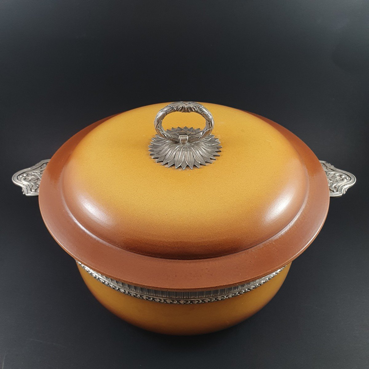 Vegetable Dish In Terracotta And Sterling Silver-photo-2