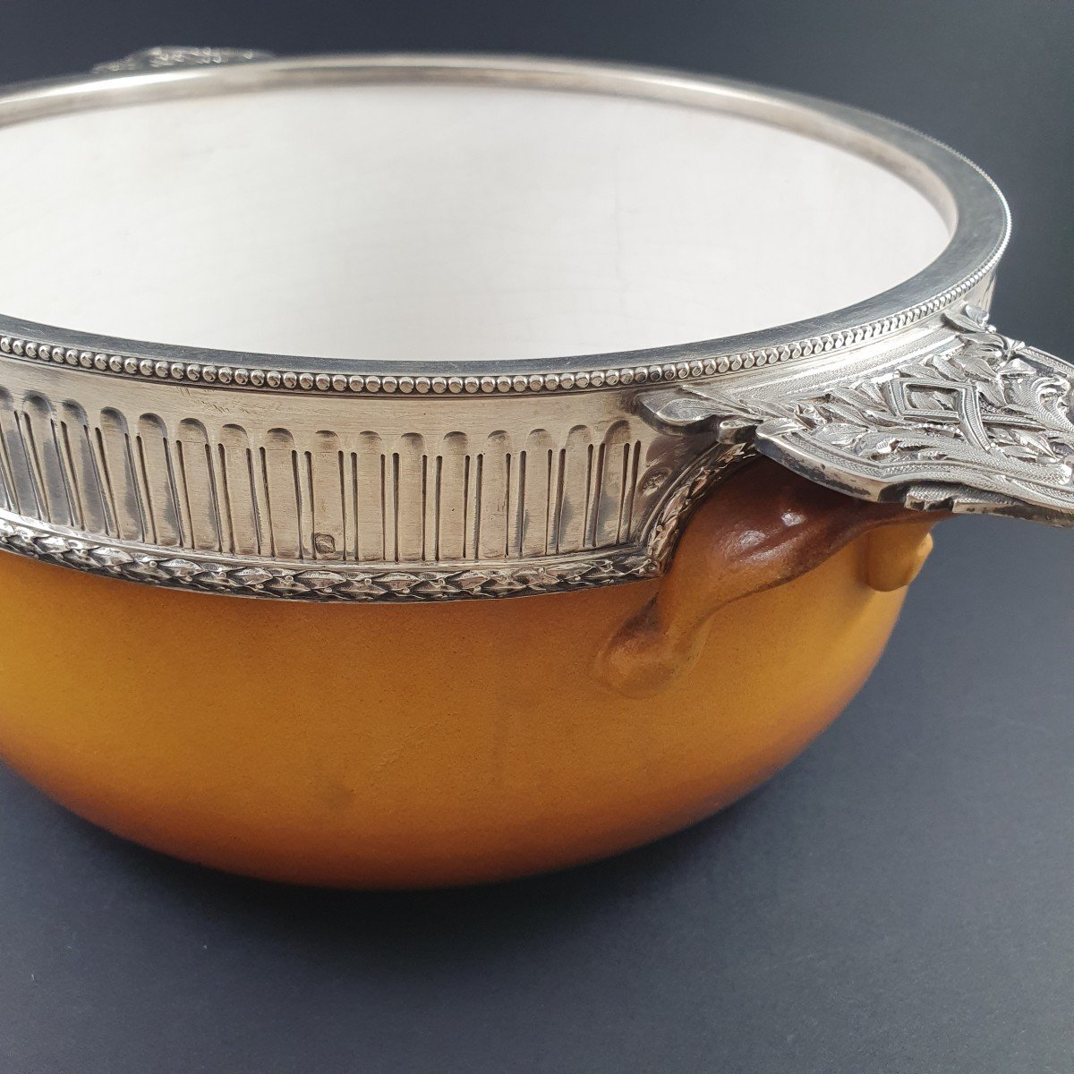 Vegetable Dish In Terracotta And Sterling Silver-photo-1
