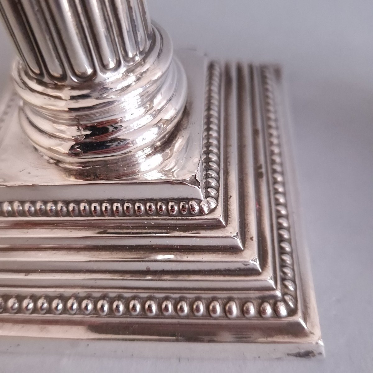 Paire de bougeoirs en argent massif-photo-5