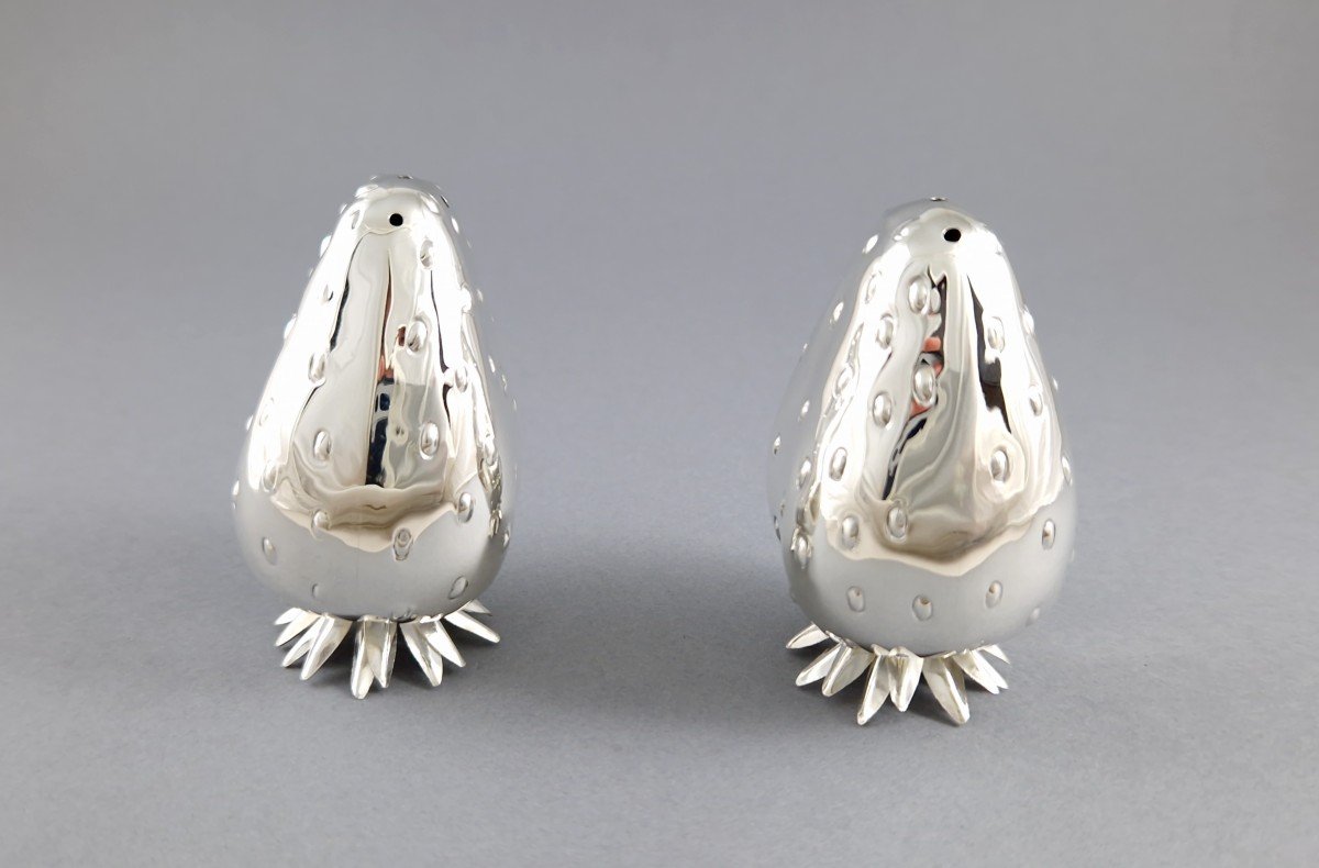 Strawberry Salt And Pepper Shaker In Sterling Silver-photo-2